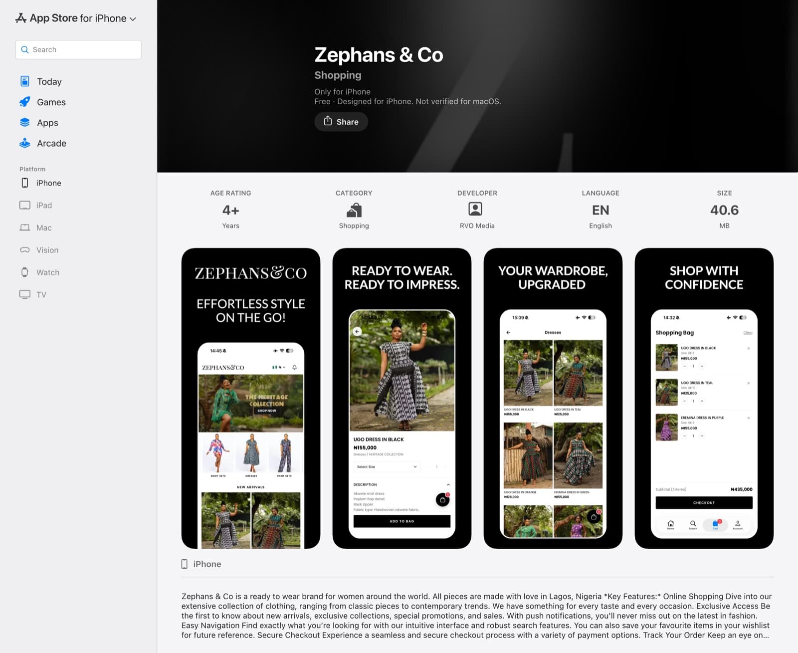 The Zephans & Co app on the App Store